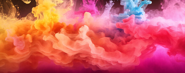 Abstract cloud of multicolored ink in water isolated on black background
