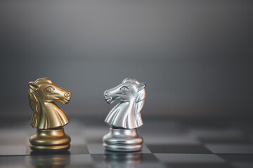 business strategy brainstorm chess board game with hand touch black background with free copy space for your text
