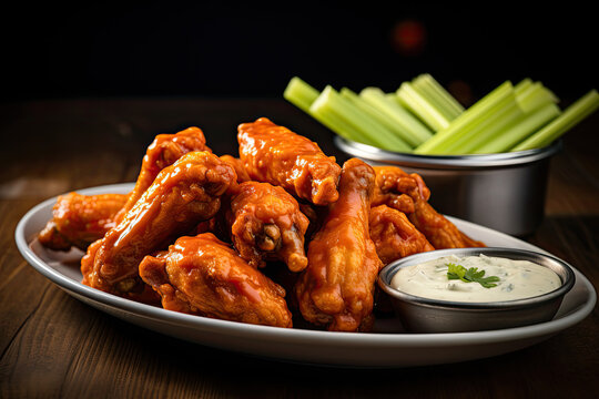 Buffalo chicken wings with blue cheese dip generative ai