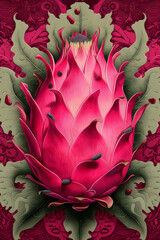 dragon fruit in the style of optical illusion painting