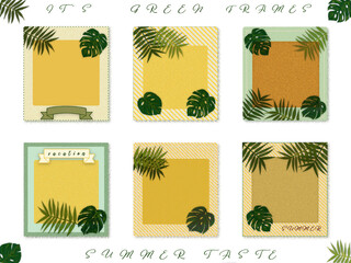 フレーム素材【夏・ボタニカル】ヤシ・モンステラのメッセージカード(・&forall;・)