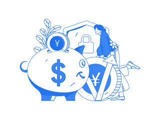 Internet finance and wealth management investment vector concept operation interactive illustration
