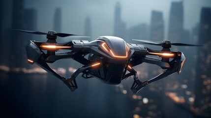 The futuristic drone concept high technology