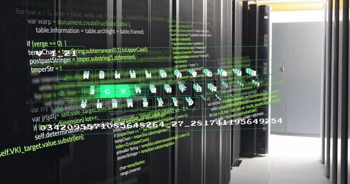 Animation of data processing against computer server room