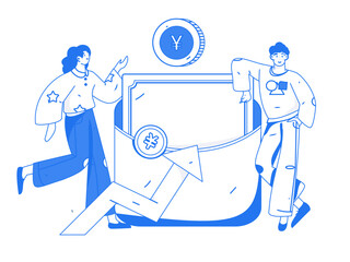 Internet finance and wealth management investment vector concept operation interactive illustration
