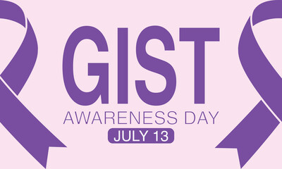 Gastrointestinal Stromal Tumor GIST awareness day is observed every year in July 13, Lavender or violet color ribbon Cancer Awareness Product.