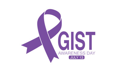 Gastrointestinal Stromal Tumor GIST awareness day is observed every year in July 13, Lavender or violet color ribbon Cancer Awareness Product.
