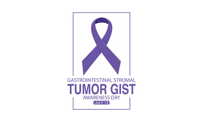 Gastrointestinal Stromal Tumor GIST awareness day is observed every year in July 13, Lavender or violet color ribbon Cancer Awareness Product.