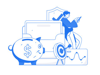 Internet finance and wealth management investment vector concept operation interactive illustration
