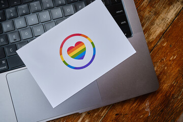 Rainbow heart. LGBT flag. LGBTQIA Pride Month in June. Lesbian gay bisexual transgender. Gender...