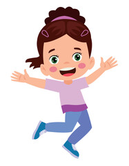 Fototapeta na wymiar Jumping kids. Happy funny children playing and jumping in different action poses education little team vector characters. Illustration of kids and children fun and smile