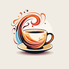 Coffee cup vector logo design,Premium coffee shop logo. Cafe mug icon,

