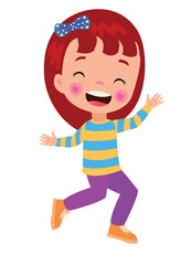 Jumping kids. Happy funny children playing and jumping in different action poses education little team vector characters. Illustration of kids and children fun and smile