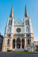 Facade of the medieval church of St. Jacques in the historic center of Pau, France.