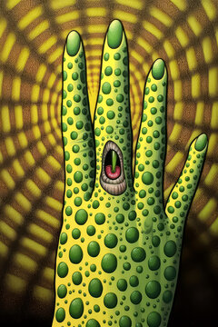 lime texture in a handful, optical illusion