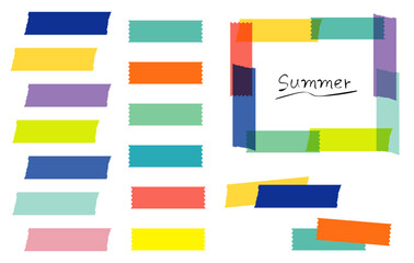 夏配色のマスキングテープ　フレーム　MASKING TAPE in summer colors