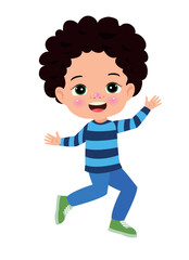 Jumping kids. Happy funny children playing and jumping in different action poses education little team vector characters. Illustration of kids and children fun and smile
