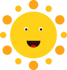 Happy sun. Stylized character with wide open mouth