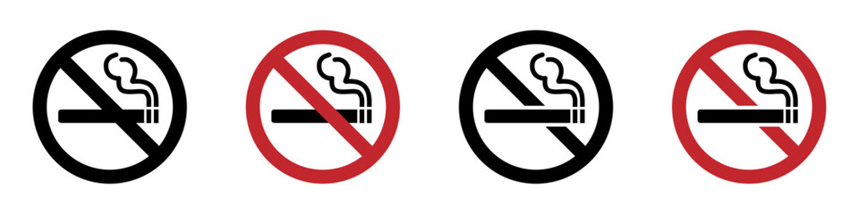 No smoking vector signs set. smoke prohibited signs