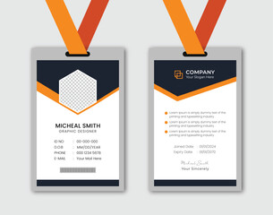Professional corporate id card template. Modern and minimalist id card template.
Clean and simple corporate company employee id card design.