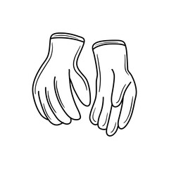 vector drawing in doodle style. working protective glove. construction tool, hand work