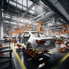 Automobile assembly line factory car production