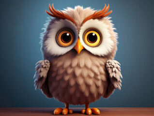 Cute cartoon owl in the forest