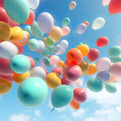 Naklejka na ściany i meble colorful balloon fly in the sky