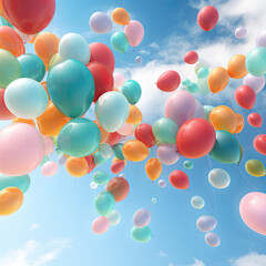 Naklejka na ściany i meble colorful balloon fly in the sky