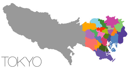 東京都の地図 23区 TOKIO map