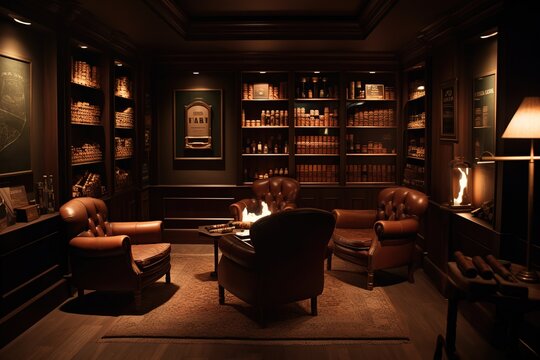 cigar room, smoking lounge, interior visualizationgenerative AI
