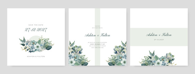 Fototapeta na wymiar Wedding invitation in the botanical style. Colorful flowers on a white background. Background for the invitation, shop, beauty salon, spa.