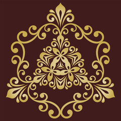 Elegant brown and golden vintage vector ornament in classic style. Abstract traditional ornament with oriental elements. Classic vintage pattern