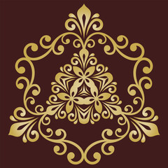 Elegant brown and golden vintage vector ornament in classic style. Abstract traditional ornament with oriental elements. Classic vintage pattern