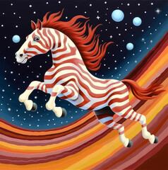 Galactic Gallop, horse running in space 