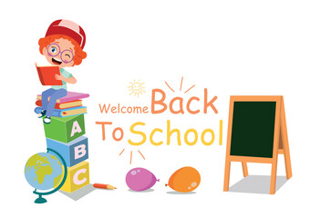 Back to school elements set in flat design