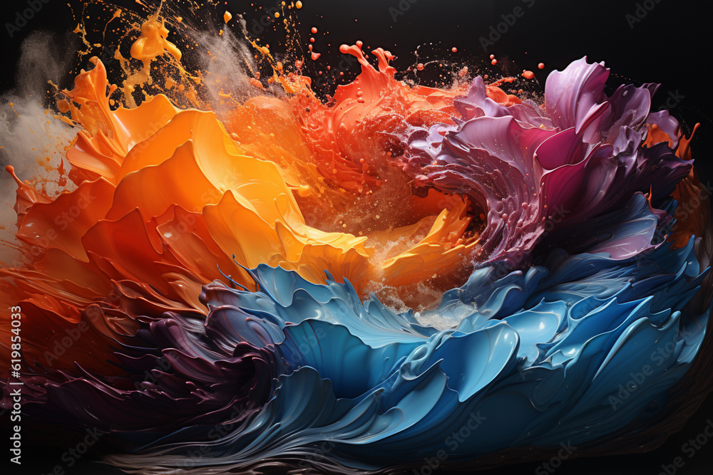 Poster an abstract painting inspired by the destructive force of a tornado. generative ai.