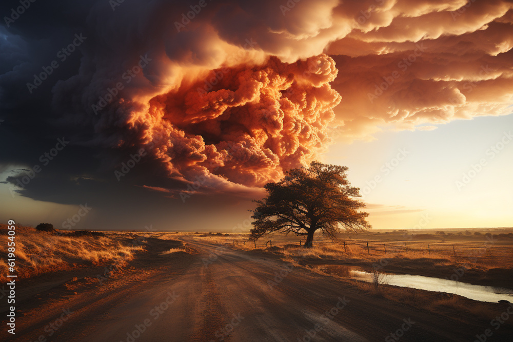 Aufkleber a time-lapse video capturing the formation and movement of a tornado across the open landscape. gene
