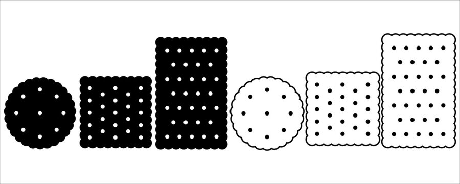 outline silhouette biscuit icon set isolated on white background