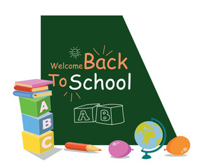 Back to school elements set in flat design