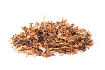 Dried smoking tobacco isolated on white background