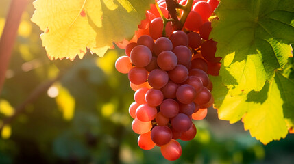 Ripe purple grapes harvest branch. Organic orchard delicious healthy snack growth vineyard crop. Blue wine table grape fruit seasonal outdoor farming poster close up photo