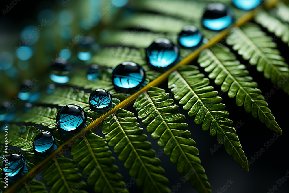 Poster A close-up photograph of a fern leaf, where the intricate details are transformed into a mesmerizing pattern of geometric shapes.  Generative AI.