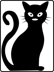 Cat simple black and white svg vector cut file cricut silhouette design for t-shirt sticker book car decoration etc
