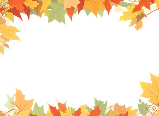 Naklejka na ściany i meble Card illustration autumn frame invitation on transparent background, generative ai