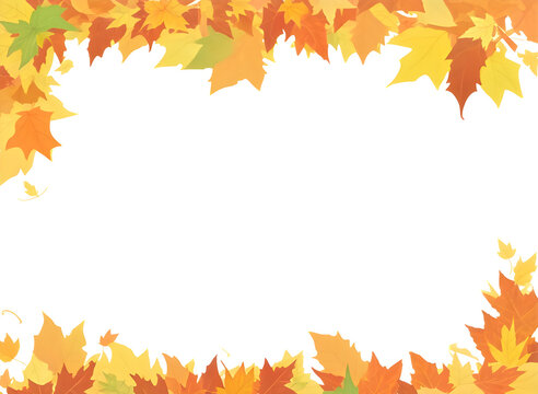 Card illustration autumn frame invitation on transparent background, generative ai