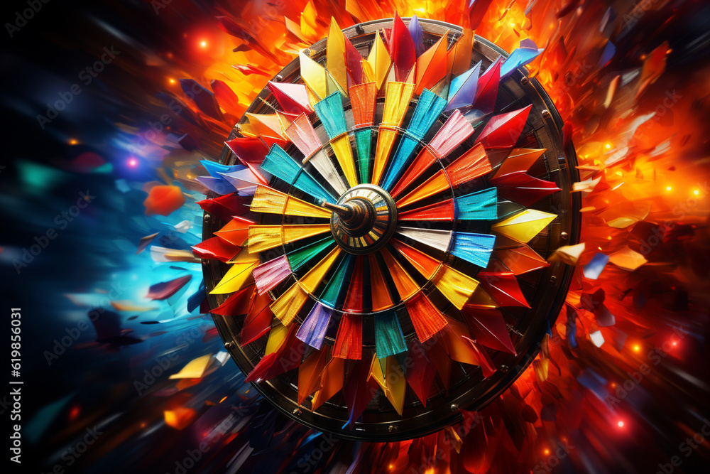 Poster Darts poster with copy space. Generative AI.