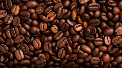 Fototapeta premium コーヒー豆でいっぱいの背景GenerativeAI