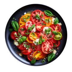 Delicious Heirloom Tomato Salad Isolated on a Transparent Background