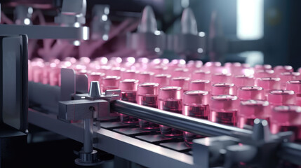 Cosmetics on the conveyor belt in the factory
